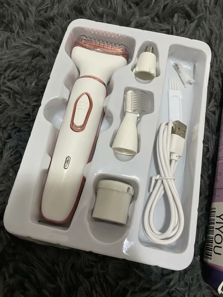 foto de Depilador Elétrico Feminino e Masculino Indolor 4 Em 1 Corporal Recarregável USB Aparador Íntimo Removedor de Pelos Facial Nariz Orelha Sobrancelha Sem Dor Portátil Multifuncional VETKA BEAUTY