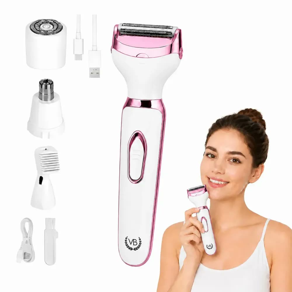foto de Depilador Elétrico Feminino e Masculino Indolor 4 Em 1 Corporal Recarregável USB Aparador Íntimo Removedor de Pelos Facial Nariz Orelha Sobrancelha Sem Dor Portátil Multifuncional VETKA BEAUTY