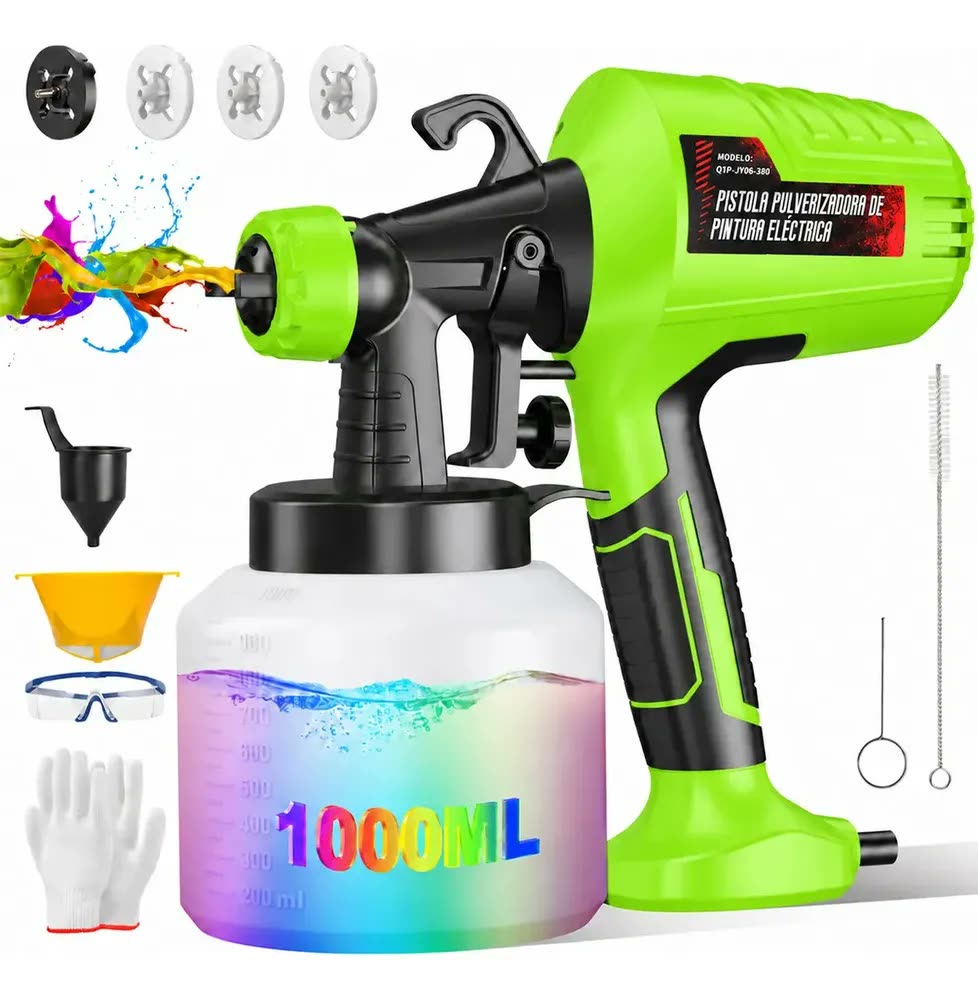 foto de Pistola de Pintura Elétrica TOHWPEF 1200W HVLP com 4 Bicos e Reservatório de 1L