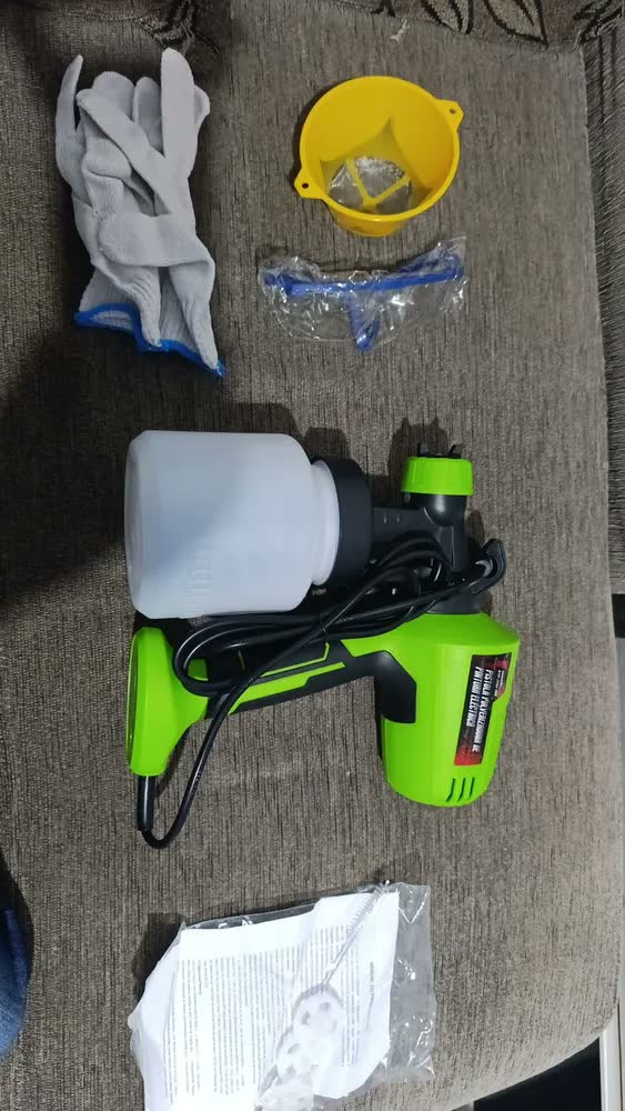foto de 1200w 1000ml Pistola Para Pintar Eléctrica Profissional 32000rpm Compressor Portatil Pulverizador Jato Hvlp Tinta Com 4 Bicos 3 Spray Regulações Gravidade Bomba Pintar Prevenção Refluxo De Parede/Port