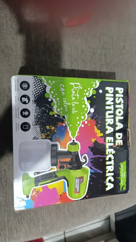 foto de 1200w 1000ml Pistola Para Pintar Eléctrica Profissional 32000rpm Compressor Portatil Pulverizador Jato Hvlp Tinta Com 4 Bicos 3 Spray Regulações Gravidade Bomba Pintar Prevenção Refluxo De Parede/Port