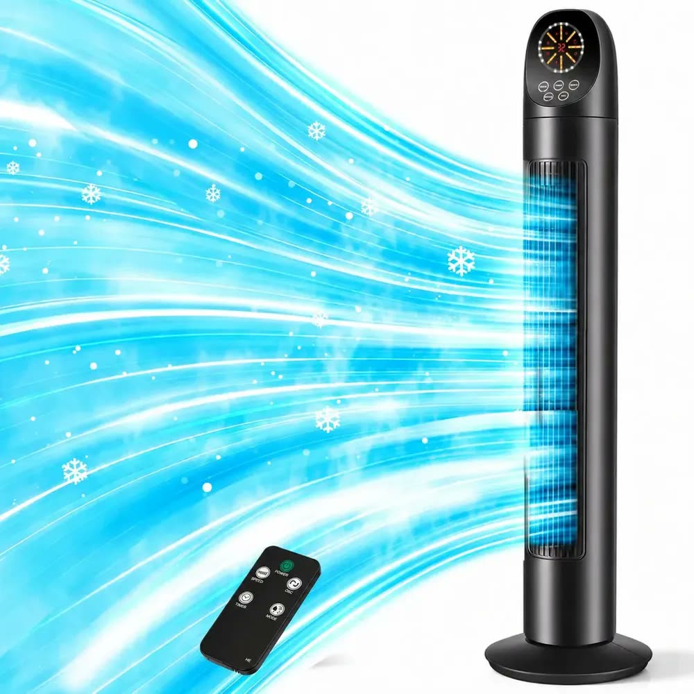 Ventilador De Torre Silencioso Com 3 Velocidades E Timer 9h, Ventilador De Coluna XINGWON Com Controle Remoto, Oscilação 80°, Ideal Para Quarto, Sala E Escritório, Promove A Circulação De Ar