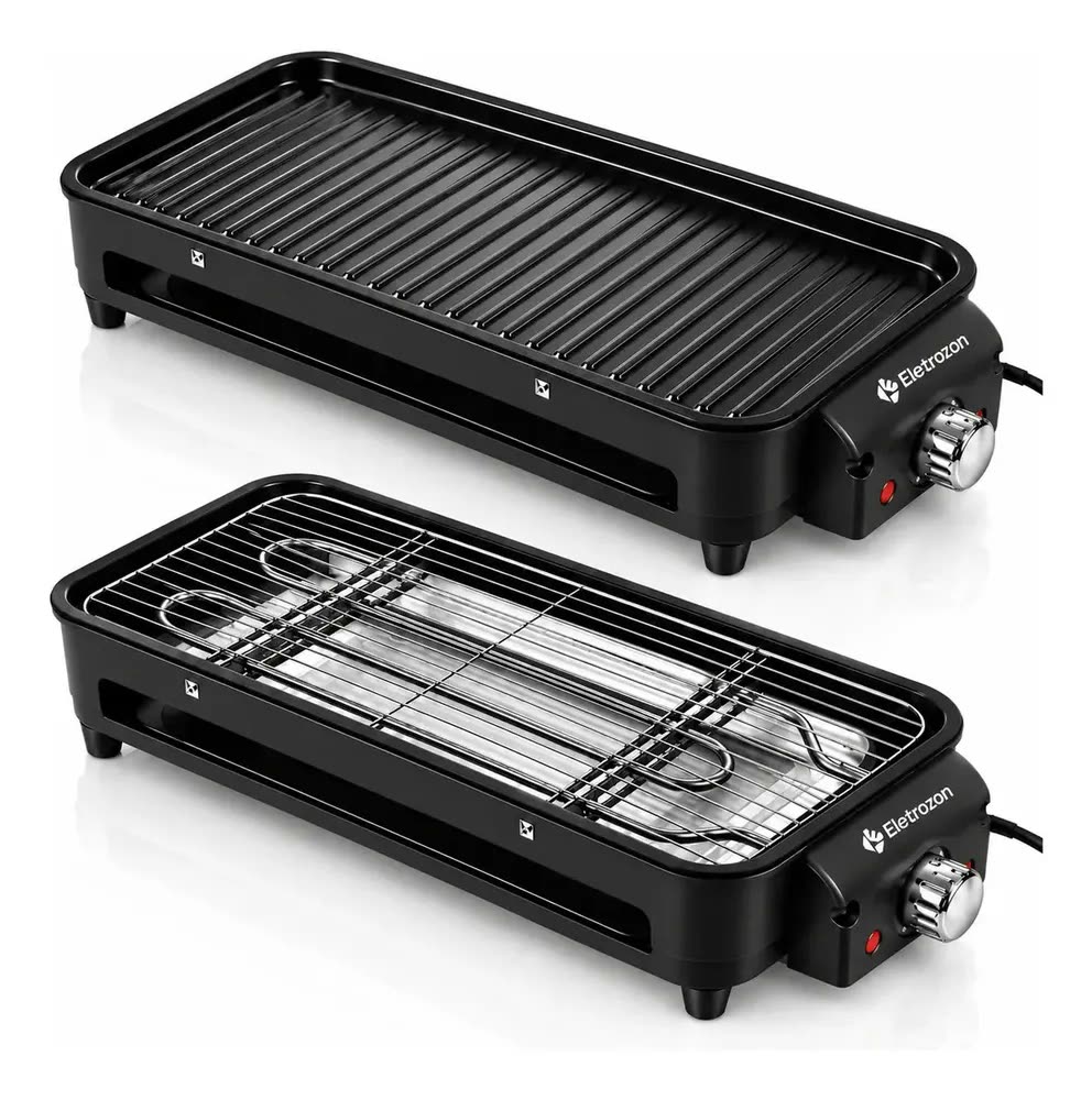 Churrasqueira Eletrica Para Bancada com pe Grill ELT-5720 Sem fumaça Para Apartamento Eletrozon Preto