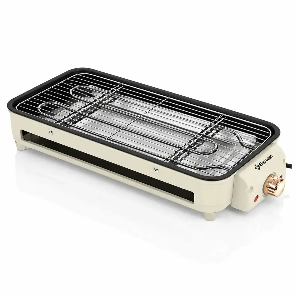Churrasqueira Eletrica Para Bancada com pe Grill ELT-5720 Sem fumaça Para Apartamento Eletrozon Bege