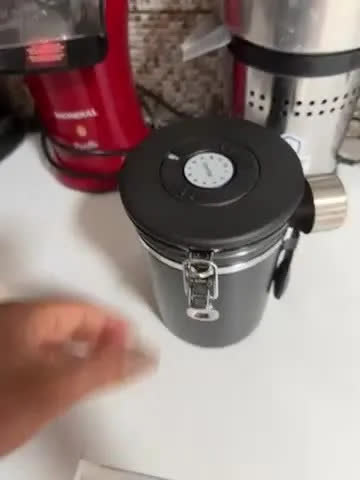 foto de Pote Hermético Para Café Em Grãos Válvula E Com Janela Transparente Colher 1,8l Preto