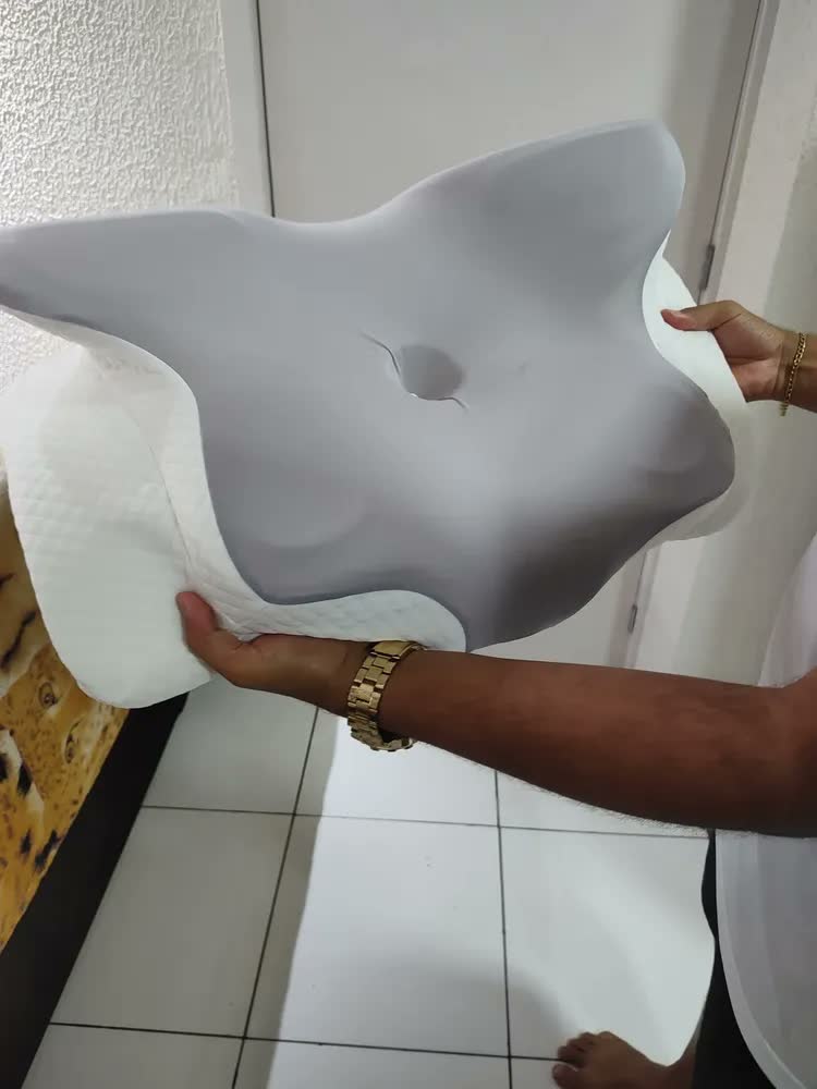 foto de Travesseiro Cervical Ortopédico SingWange de Espuma Viscoelástica, Com Memória e Capa Removível