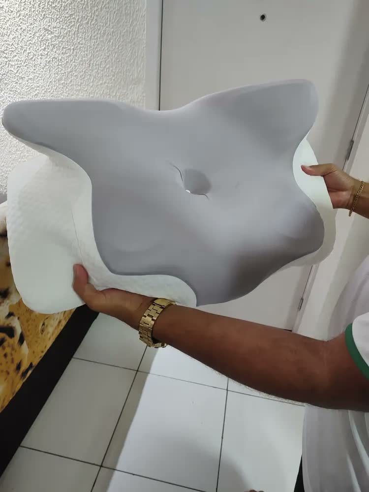 foto de Travesseiro Cervical Ortopédico SingWange de Espuma Viscoelástica, Com Memória e Capa Removível