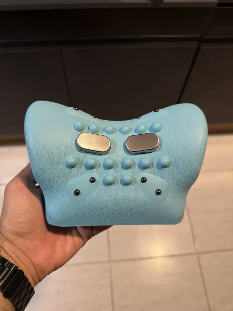 foto de Massageador Pescoço Cervical Almofada Massageadora Dores Massagem Com Aquecimento Vibração Estimulação Elétrica Relaxamento Descanso Conforto Azul-celeste 127/220v Púz