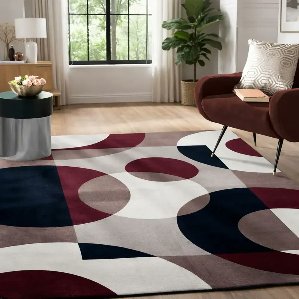 Tapete 200x140 Para Sala E Quarto Aveludado 2 M 1.4 M Bordo Circulos