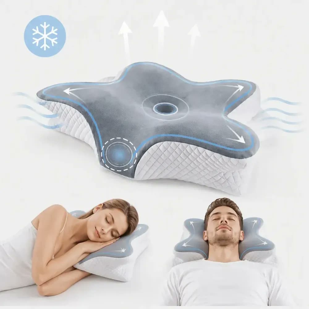 foto de Travesseiro Cervical Relax Ergonômico de Espuma Viscoelástica com Memória para Dor no Pescoço e Coluna