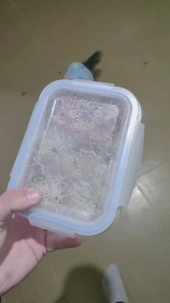 foto de Pote Hermético 640ml Divisória Marmita Vidro Freezer Forno Azul-claro