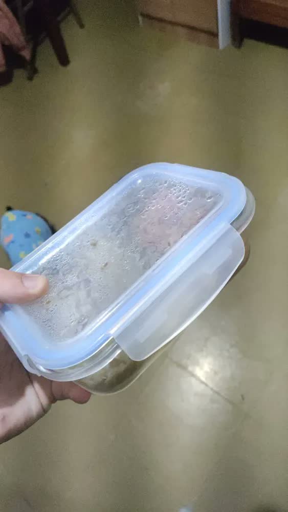 foto de Pote Hermético 640ml Divisória Marmita Vidro Freezer Forno Azul-claro