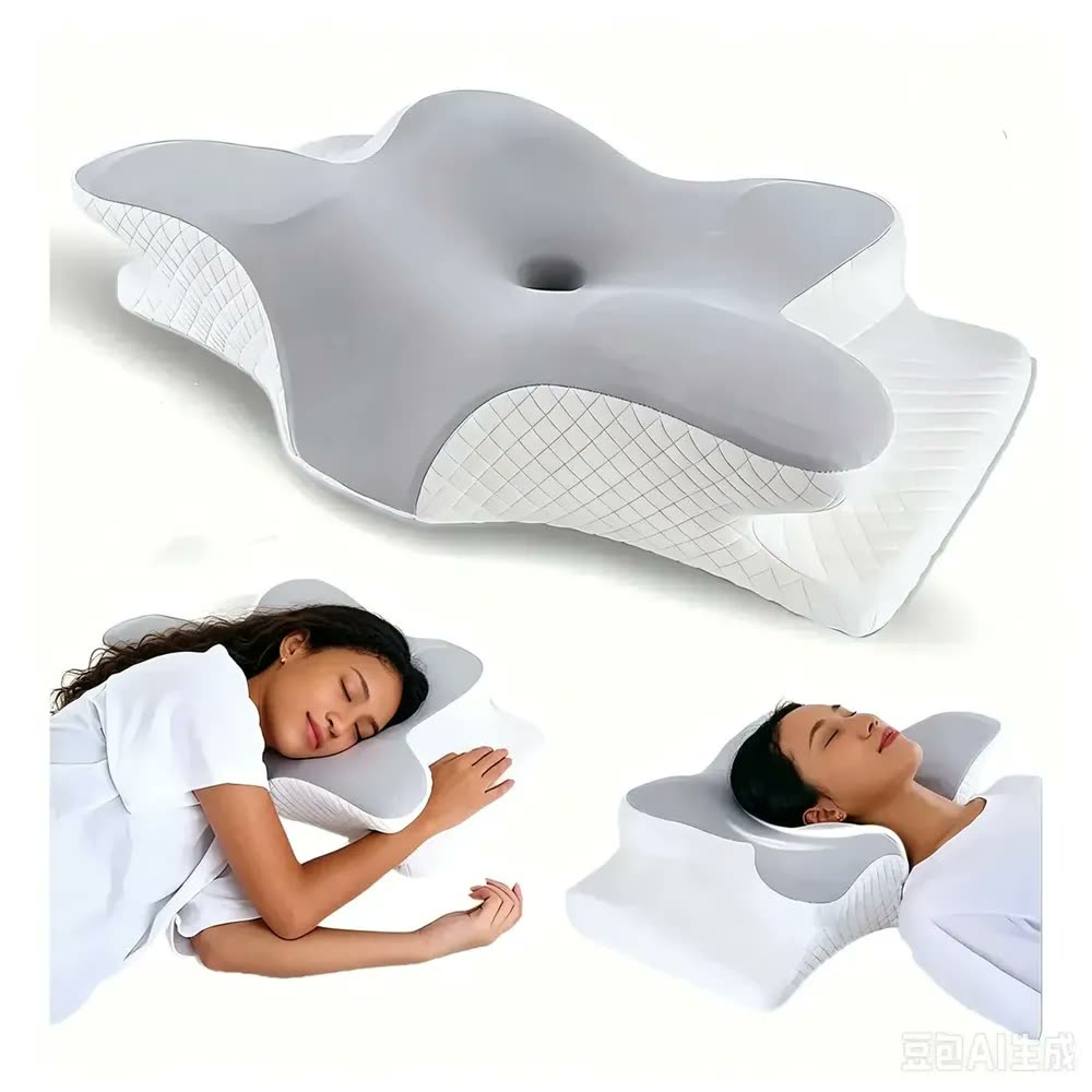 foto de Travesseiro Cervical Jinqsing De Espuma Viscoelástica Com Capa Removível Para Alívio Da Dor
