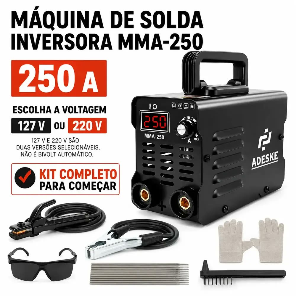 foto de Máquina Solda Inversora 250a Mma Display Digital Portátil,4800W