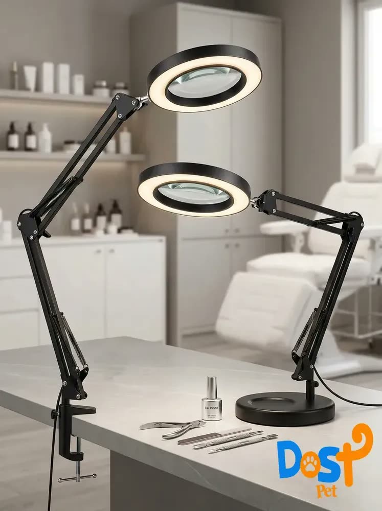Luminária de Mesa Lupa Articulada Dost Pet LED 10x para Estética e Manicure com Garra