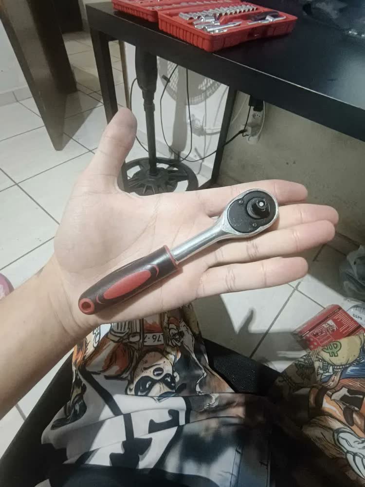 foto de Jogo Chave Canhão Cachimbo Soquete Sextavado com Catraca Reversível 46 Peças Kit Ferramentas Profissional Aço Cromado Bits Torx Allen Phillips Fenda Oficina Mecânica Automotiva Manutenção