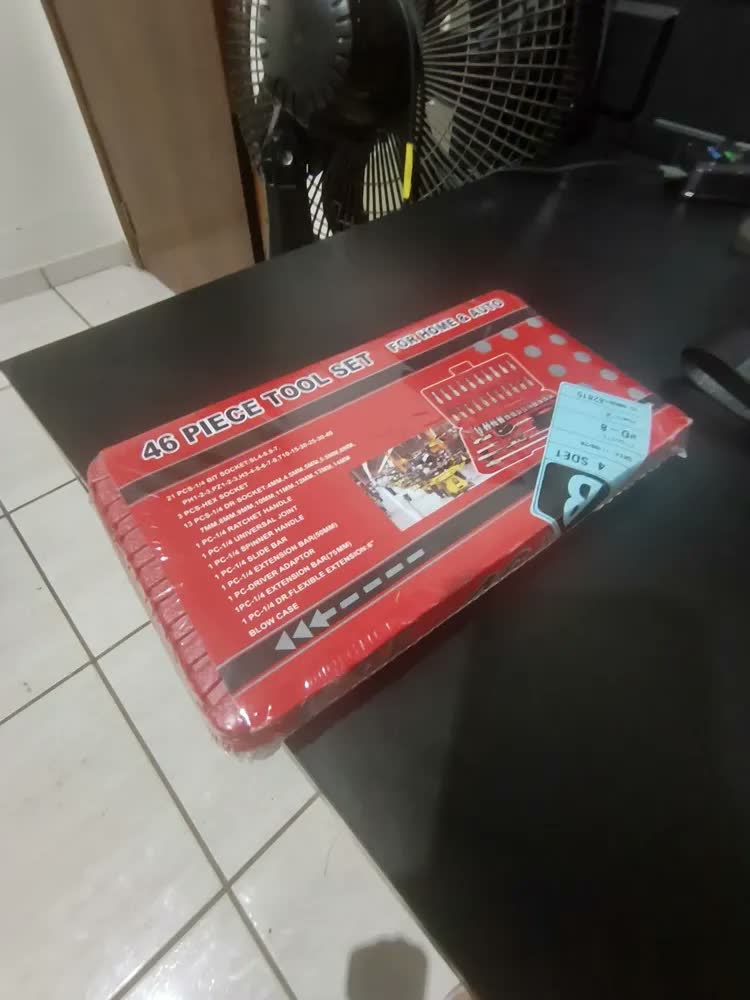foto de Jogo Chave Canhão Cachimbo Soquete Sextavado com Catraca Reversível 46 Peças Kit Ferramentas Profissional Aço Cromado Bits Torx Allen Phillips Fenda Oficina Mecânica Automotiva Manutenção