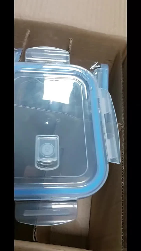 foto de Kit 10 Potes Vidro Hermético 640ml Marmita Anti Vazamento Forno Micro-ondas Freezer Air Fryer Tampa 4 Travas e com saída de Vapor