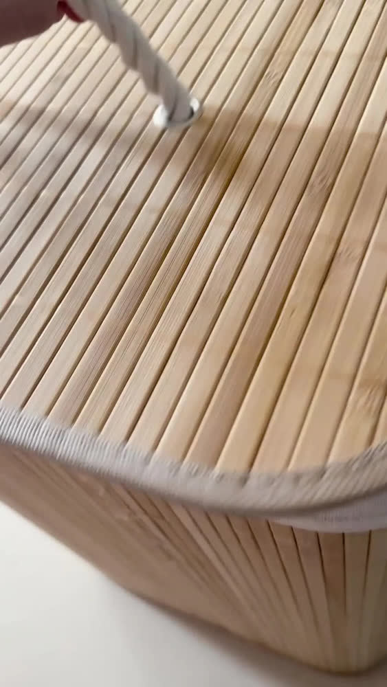 foto de Cesto de Roupa Suja em Bambu 70L, Quadrado, Com Tampa e Alças – Betolar