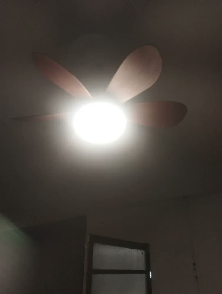foto de Luz Do Ventilador Do Teto , Com Luz Led E Controle Remoto, Suporte Para Lâmpadas E27, 6 Folhas, 3 Velocidades Do Vento, 42cm ，folha marrom ，