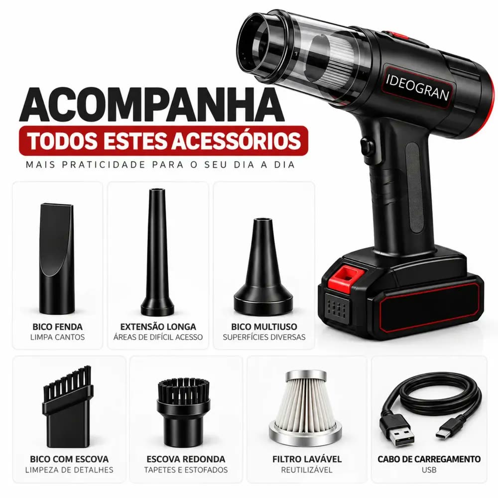 Mini Aspirador De Pó Portátil Mini Soprador 4 em 1 Usb 1 Refil Carro Casa