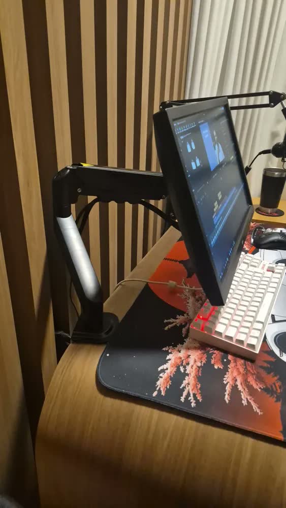 foto de Suporte Para Monitores Articulado De Mesa Pistão A Gás 10-27 Preto