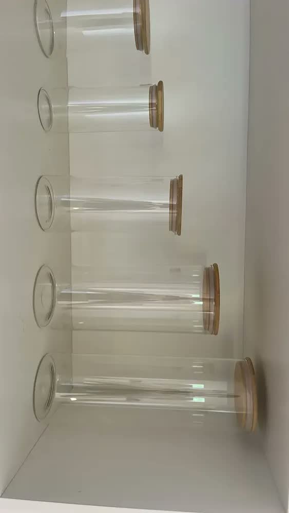 foto de Kit 9 Potes Vidro Borossilicato Herméticos Tampa Bambu Anel Silicone Porta Mantimentos Organizador de Cozinha 8L Zelvi