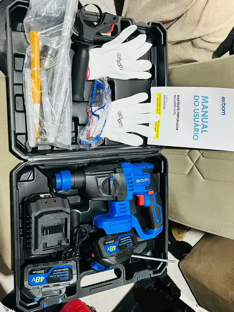 foto de Furadeira Martelete Perfurador Impacto Brushless Bateria Sds Plus Concreto Aço Madeira 2 Baterias