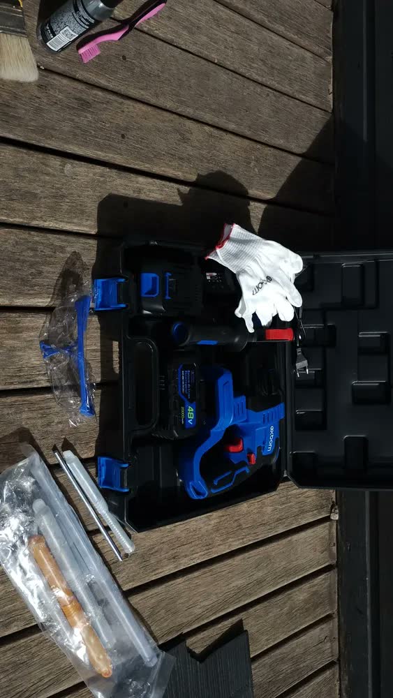 foto de Furadeira Martelete Perfurador Impacto Brushless Bateria Sds Plus Concreto Aço Madeira 2 Baterias