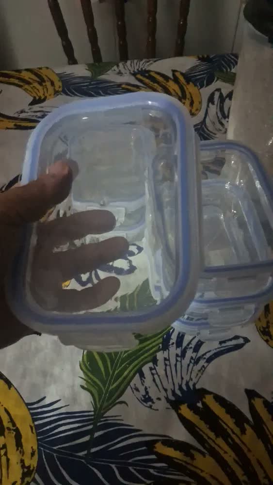 foto de Kit 12 Potes de Vidro Herméticos Retangulares 370ml para Alimentos com Tampa