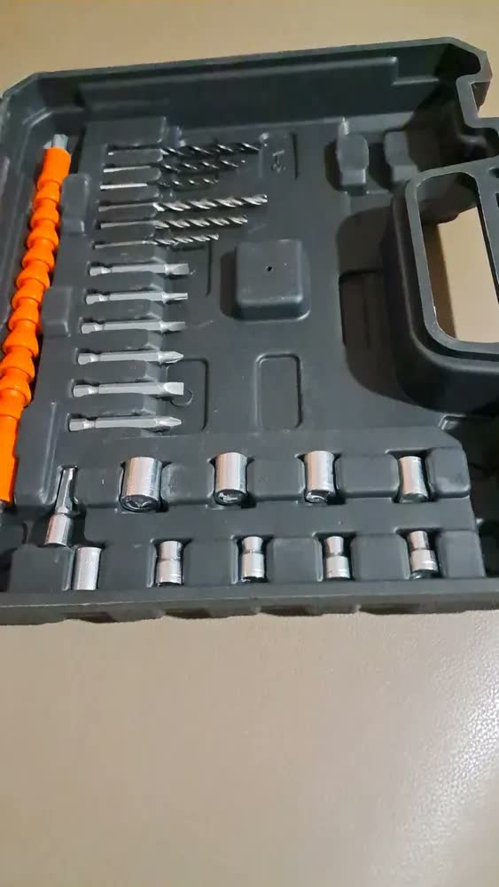 foto de Parafusadeira Furadeira Impacto Sem Fio 2 Baterias 48V Profissional Bivolt Maleta Kit Completo Acessórios LED Eixo Flexível Torque Ajustável Velocidade Variável Reversível Mandril 10mm Brocas Hardline