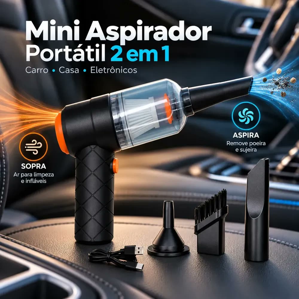 foto de Aspirador Portátil VOXLY 2 em 1 sem Fio para Carro e Casa, 120W