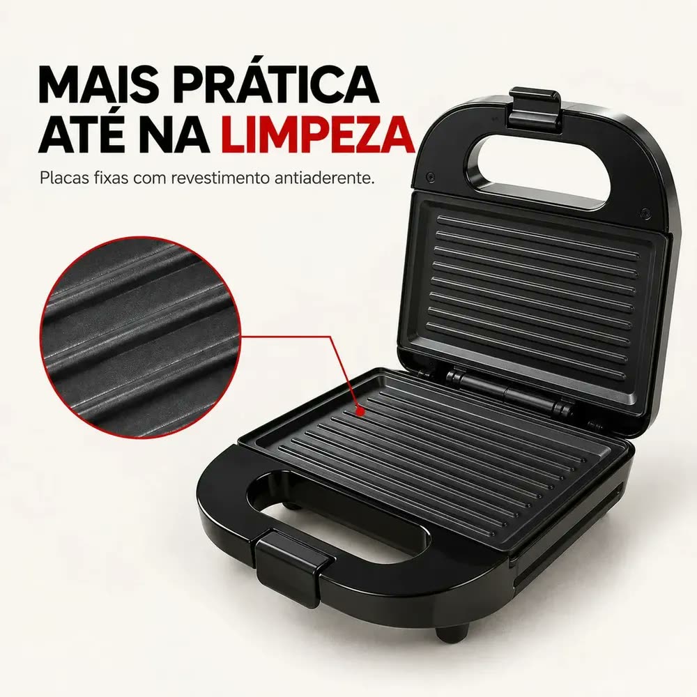 Sanduicheira 2 em 1 Elétrica Grill Antiaderente 750W