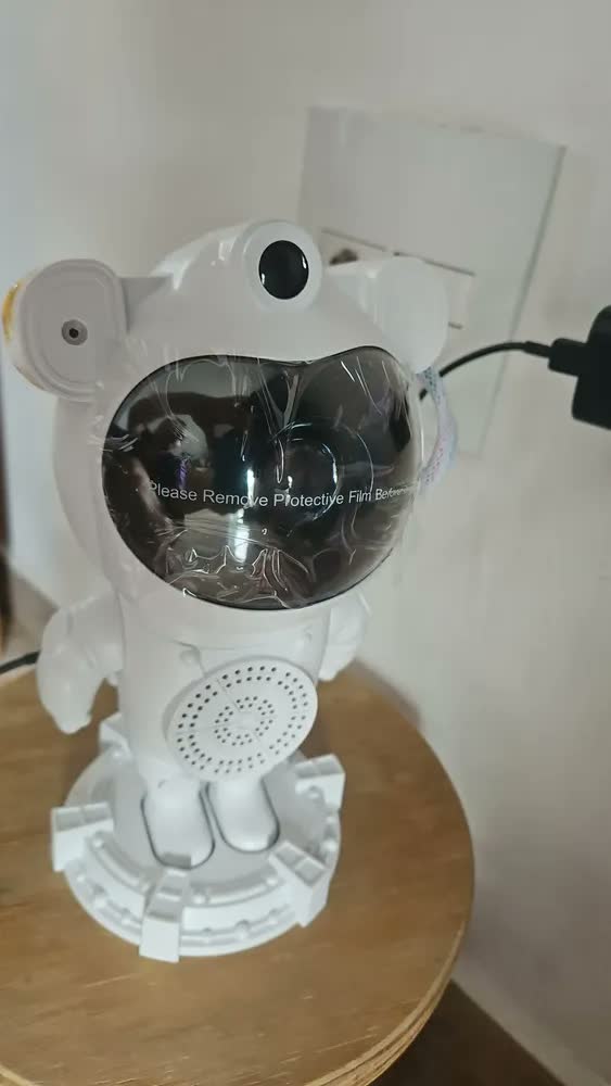 foto de Luminária Projetor Astronauta Galáxia Estrelas Lua LED Bluetooth Caixa de Som Integrada Controle Remoto 360° Luz Noturna Abajur de Mesa para Quarto Sala Decoração Presente Rezzet
