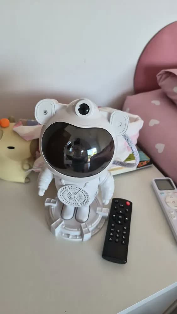 foto de Luminária Projetor Astronauta Galáxia Estrelas Lua LED Bluetooth Caixa de Som Integrada Controle Remoto 360° Luz Noturna Abajur de Mesa para Quarto Sala Decoração Presente Rezzet
