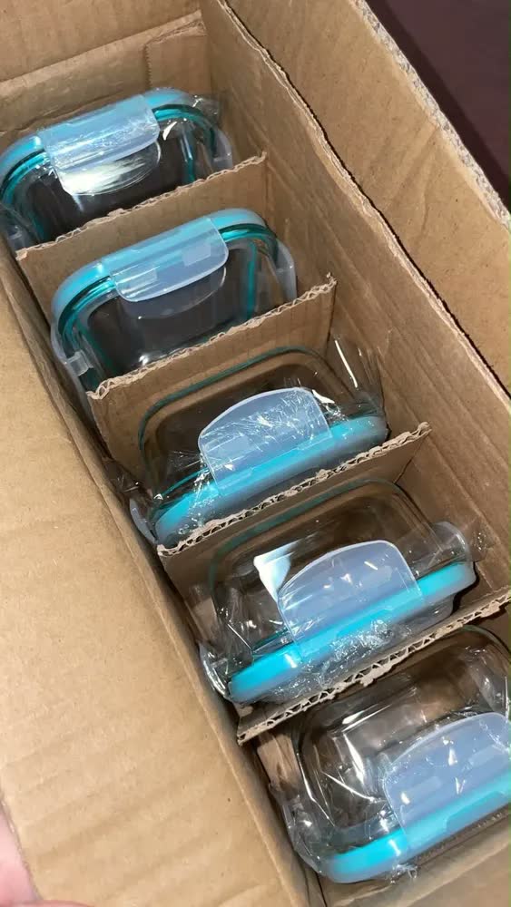 foto de Kit Com 5 Potes De Vidro Borossilicato Para Marmita Tampa Hermética 370ml Livre de BPA - Cozynook