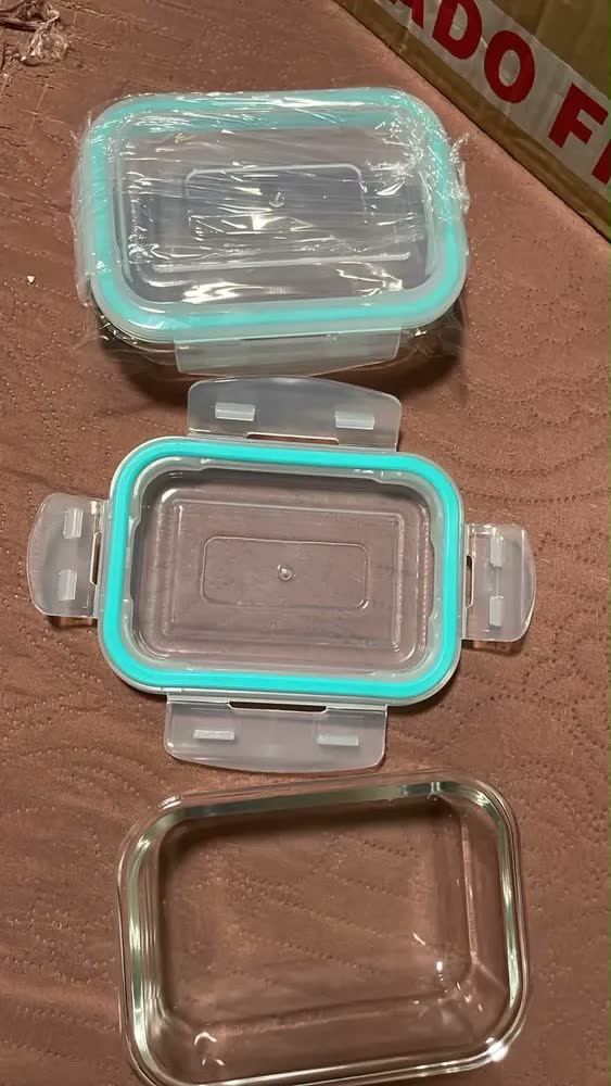 foto de Kit Com 5 Potes De Vidro Borossilicato Para Marmita Tampa Hermética 370ml Livre de BPA - Cozynook