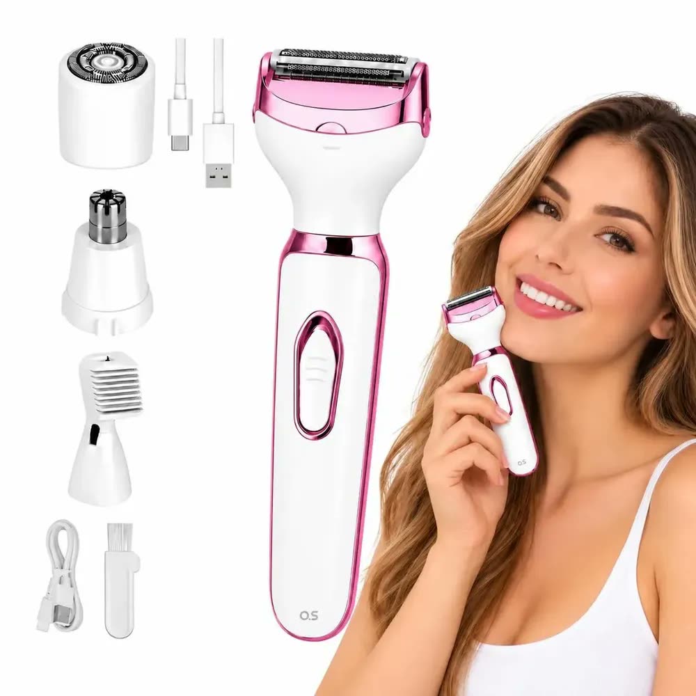 foto de Depilador Elétrico 4 Em 1 Feminino Masculino Indolor Recarregável USB Aparador Íntimo Corporal Facial Removedor de Pelos Nariz Orelha Sobrancelha Barba Portátil Multifuncional Sem Dor Para Corpo E Ros