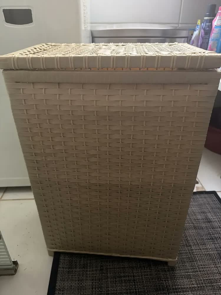 foto de Cesto De Roupa Suja Fibra Sintética Tipo Vime Junco 40x25x60