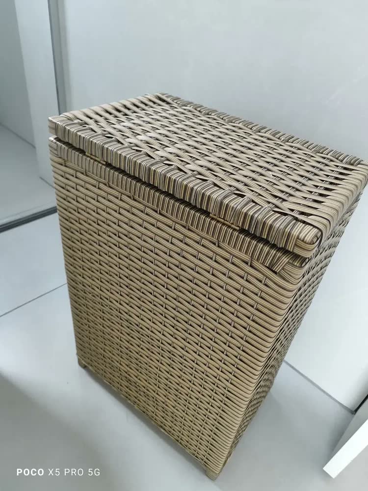foto de Cesto De Roupa Suja Fibra Sintética Tipo Vime Junco 40x25x60